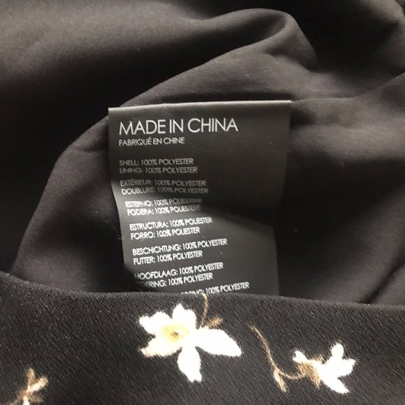 Club Monaco Floral Print Fancy Ruffled sleeves with keyholes Black Dress 00 - Picture 8 of 8